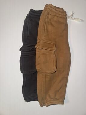 Sova Toddler Cargo Jogger Pants 2T Brown Fleece Pull On Unisex Pockets